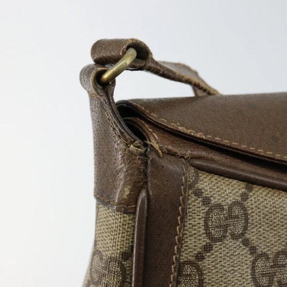 GUCCI GG Supreme Web Sherry Line Shoulder Bag PVC Leather Beige Red - Picture 10 of 15